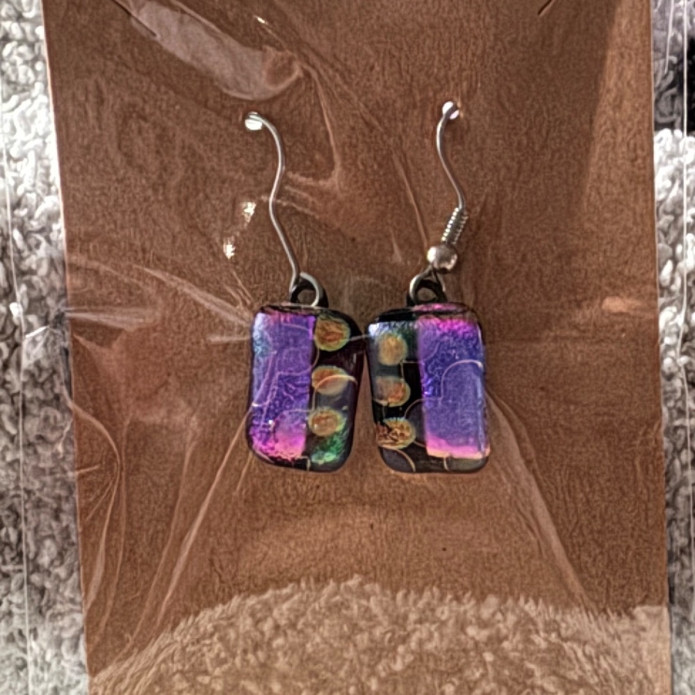 Artist made iridescent earrings
